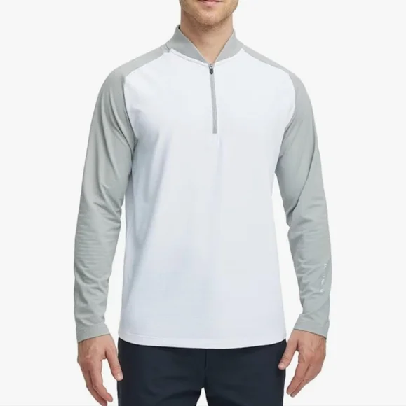 Michel Rouen Men's Performance White and Gray Quarter-Zip Pullover Size XL - Picture 1 of 10
